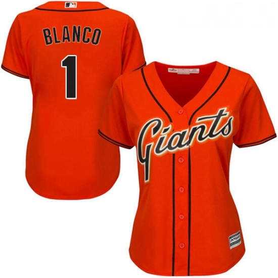 Womens Majestic San Francisco Giants 1 Gregor Blanco Authentic Orange Alternate Cool Base MLB Jersey Womens Majestic San Francisco Giants 1 Gregor Blanco Authentic Orange Alternate Cool Base MLB Jersey