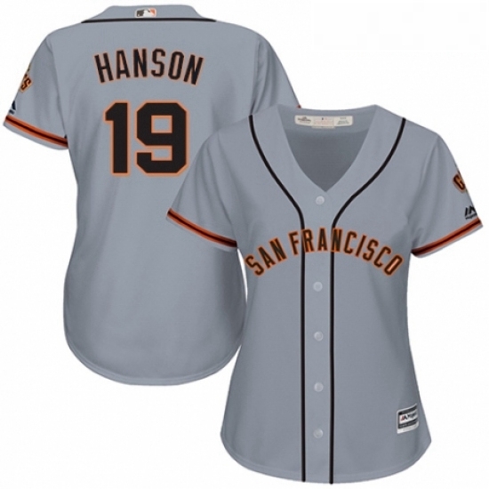 Womens Majestic San Francisco Giants 19 Alen Hanson Authentic Grey Road Cool Base MLB Jersey Womens Majestic San Francisco Giants 19 Alen Hanson Authentic Grey Road Cool Base MLB Jersey