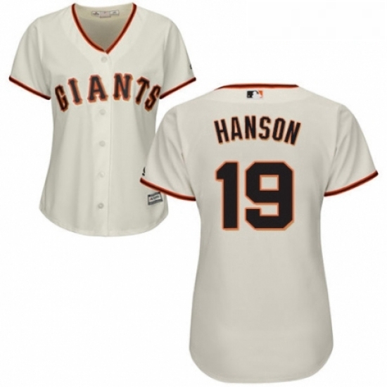 Womens Majestic San Francisco Giants 19 Alen Hanson Replica Cream Home Cool Base MLB Jersey Womens Majestic San Francisco Giants 19 Alen Hanson Replica Cream Home Cool Base MLB Jersey