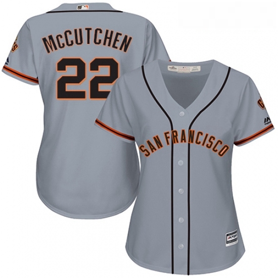 Womens Majestic San Francisco Giants 22 Andrew McCutchen Replica Grey Road Cool Base MLB Jersey Womens Majestic San Francisco Giants 22 Andrew McCutchen Replica Grey Road Cool Base MLB Jersey