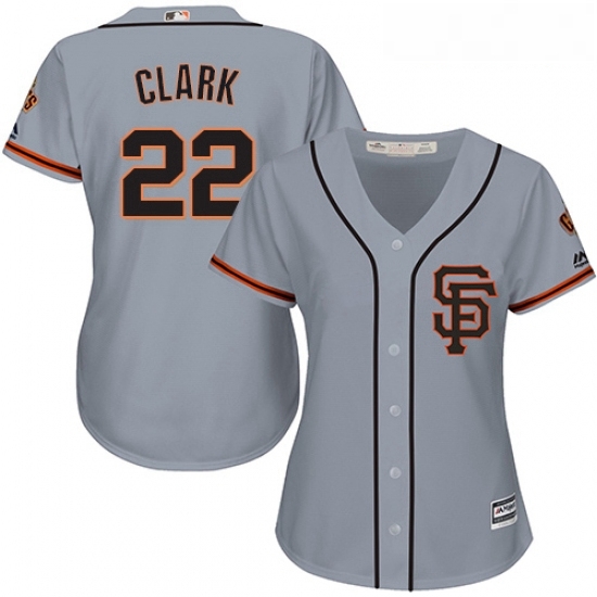Womens Majestic San Francisco Giants 22 Will Clark Replica Grey Road 2 Cool Base MLB Jersey Womens Majestic San Francisco Giants 22 Will Clark Replica Grey Road 2 Cool Base MLB Jersey