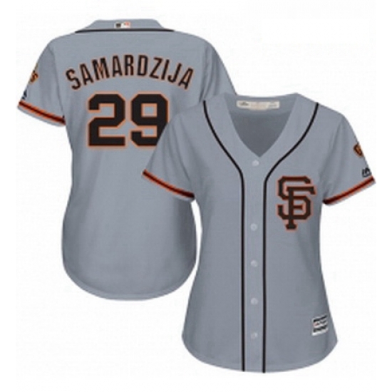 Womens Majestic San Francisco Giants 29 Jeff Samardzija Replica Grey Road 2 Cool Base MLB Jersey Womens Majestic San Francisco Giants 29 Jeff Samardzija Replica Grey Road 2 Cool Base MLB Jersey