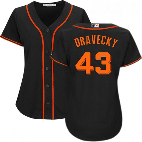 Womens Majestic San Francisco Giants 43 Dave Dravecky Replica Black Alternate Cool Base MLB Jersey Womens Majestic San Francisco Giants 43 Dave Dravecky Replica Black Alternate Cool Base MLB Jersey