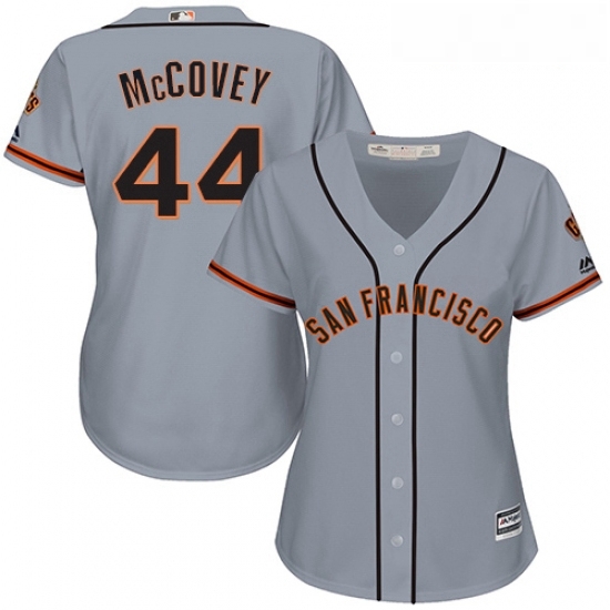 Womens Majestic San Francisco Giants 44 Willie McCovey Replica Grey Road Cool Base MLB Jersey Womens Majestic San Francisco Giants 44 Willie McCovey Replica Grey Road Cool Base MLB Jersey