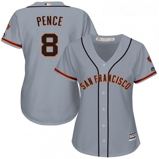Womens Majestic San Francisco Giants 8 Hunter Pence Authentic Grey Road Cool Base MLB Jersey Womens Majestic San Francisco Giants 8 Hunter Pence Authentic Grey Road Cool Base MLB Jersey