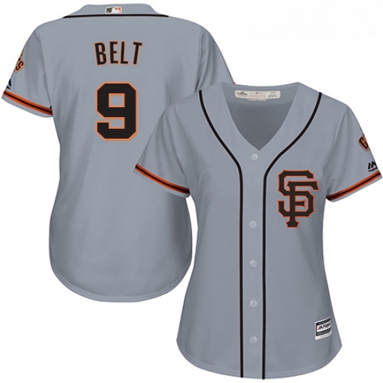 Womens Majestic San Francisco Giants 9 Brandon Belt Replica Grey Road 2 Cool Base MLB Jersey Womens Majestic San Francisco Giants 9 Brandon Belt Replica Grey Road 2 Cool Base MLB Jersey