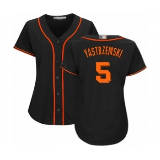 Women's San Francisco Giants #5 Mike Yastrzemski Authentic Black Alternate Cool Base Baseball Player Jersey Women's San Francisco Giants #5 Mike Yastrzemski Authentic Black Alternate Cool Base Baseball Player Jersey