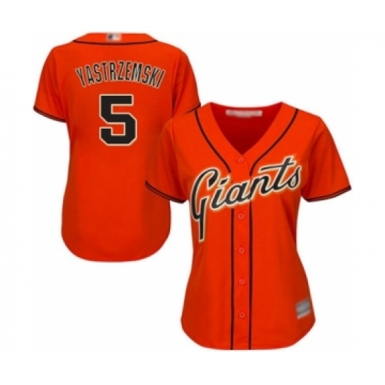 Women's San Francisco Giants #5 Mike Yastrzemski Authentic Orange Alternate Cool Base Baseball Player Jersey Women's San Francisco Giants #5 Mike Yastrzemski Authentic Orange Alternate Cool Base Baseball Player Jersey