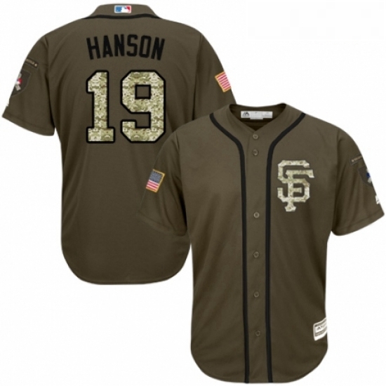 Youth Majestic San Francisco Giants 19 Alen Hanson Authentic Green Salute to Service MLB Jersey Youth Majestic San Francisco Giants 19 Alen Hanson Authentic Green Salute to Service MLB Jersey