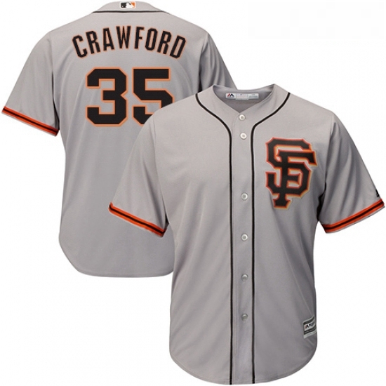 Youth Majestic San Francisco Giants 35 Brandon Crawford Replica Grey Road 2 Cool Base MLB Jersey Youth Majestic San Francisco Giants 35 Brandon Crawford Replica Grey Road 2 Cool Base MLB Jersey