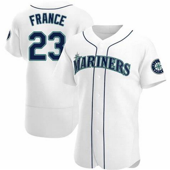Men Nike Seattle Mariners 23 Ty France White Cool Base Stitched Jersey Men Nike Seattle Mariners 23 Ty France White Cool Base Stitched Jersey