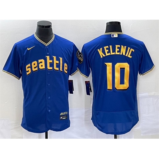 Men Seattle Mariners 10 Jarred Kelenic Royal 2023 City Connect Flex Base Stitched Jersey Men Seattle Mariners 10 Jarred Kelenic Royal 2023 City Connect Flex Base Stitched Jersey