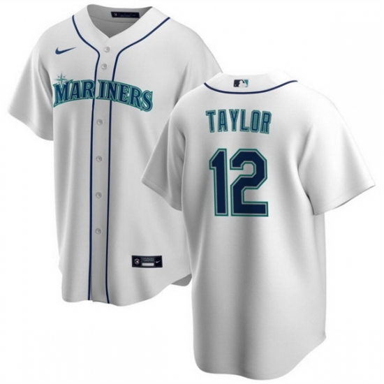 Men Seattle Mariners 12 Samad Taylor White Cool Base Stitched Jersey Men Seattle Mariners 12 Samad Taylor White Cool Base Stitched Jersey