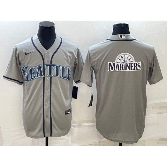 Men Seattle Mariners Gray Team Big Logo Cool Base Stitched Jersey Men Seattle Mariners Gray Team Big Logo Cool Base Stitched Jersey