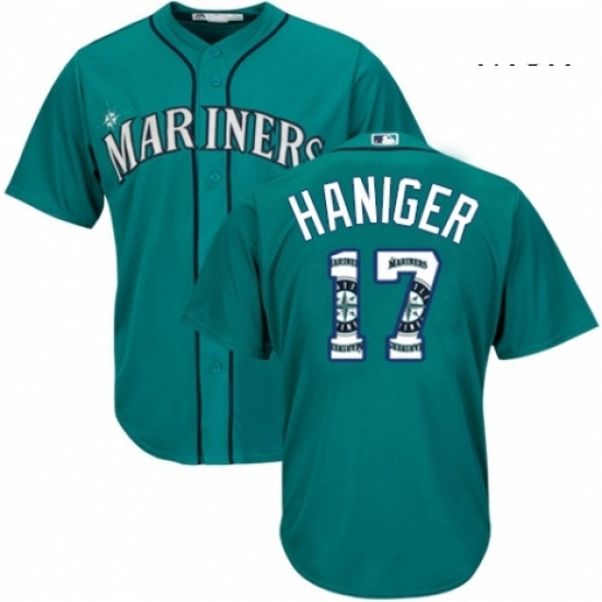 Mens Majestic Seattle Mariners 17 Mitch Haniger Authentic Teal Green Team Logo Fashion Cool Base MLB Jersey Mens Majestic Seattle Mariners 17 Mitch Haniger Authentic Teal Green Team Logo Fashion Cool Base MLB Jersey