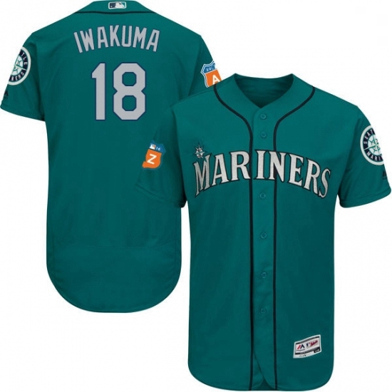 Mens Majestic Seattle Mariners 18 Hisashi Iwakuma Teal Green Alternate Flex Base Authentic Collection MLB Jersey Mens Majestic Seattle Mariners 18 Hisashi Iwakuma Teal Green Alternate Flex Base Authentic Collection MLB Jersey