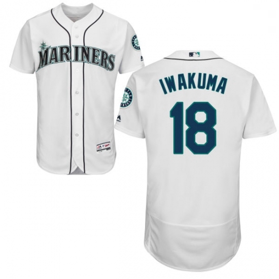 Mens Majestic Seattle Mariners 18 Hisashi Iwakuma White Home Flex Base Authentic Collection MLB Jersey Mens Majestic Seattle Mariners 18 Hisashi Iwakuma White Home Flex Base Authentic Collection MLB Jersey