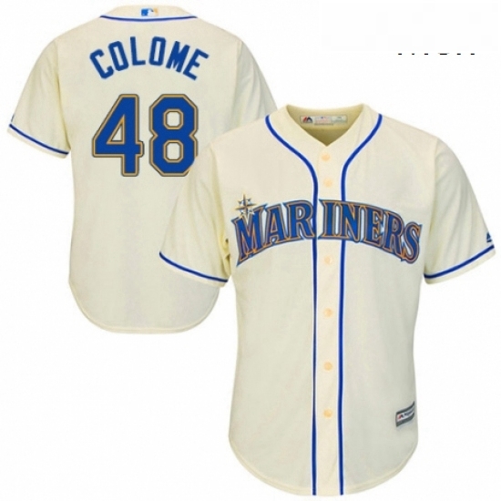 Mens Majestic Seattle Mariners 48 Alex Colome Replica Cream Alternate Cool Base MLB Jersey Mens Majestic Seattle Mariners 48 Alex Colome Replica Cream Alternate Cool Base MLB Jersey