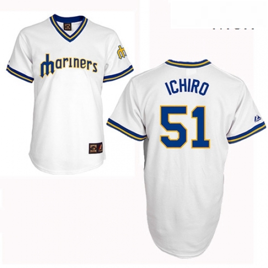 Mens Majestic Seattle Mariners 51 Ichiro Suzuki Authentic White Cooperstown Throwback MLB Jersey Mens Majestic Seattle Mariners 51 Ichiro Suzuki Authentic White Cooperstown Throwback MLB Jersey