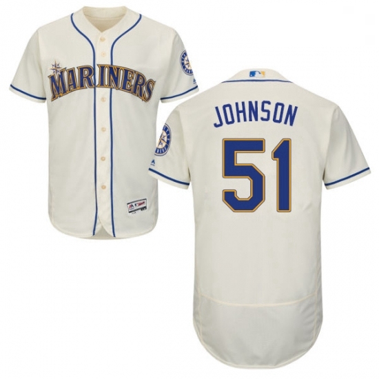 Mens Majestic Seattle Mariners 51 Randy Johnson Cream Alternate Flex Base Authentic Collection MLB Jersey Mens Majestic Seattle Mariners 51 Randy Johnson Cream Alternate Flex Base Authentic Collection MLB Jersey