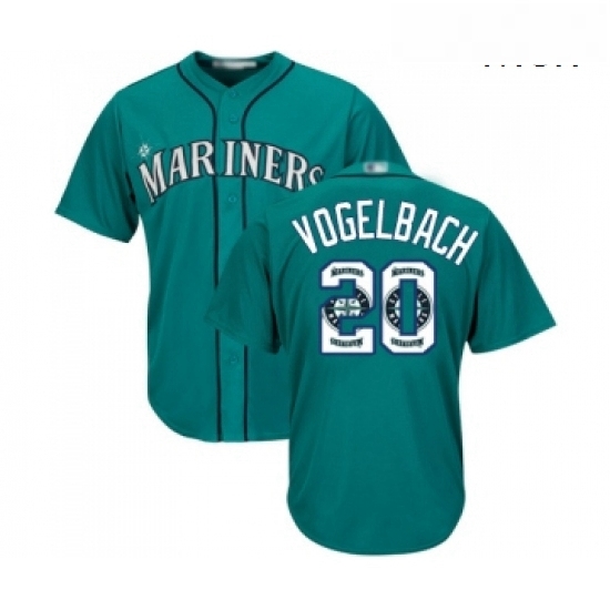 Mens Seattle Mariners 20 Dan Vogelbach Authentic Teal Green Team Logo Fashion Cool Base Baseball Jersey Mens Seattle Mariners 20 Dan Vogelbach Authentic Teal Green Team Logo Fashion Cool Base Baseball Jersey