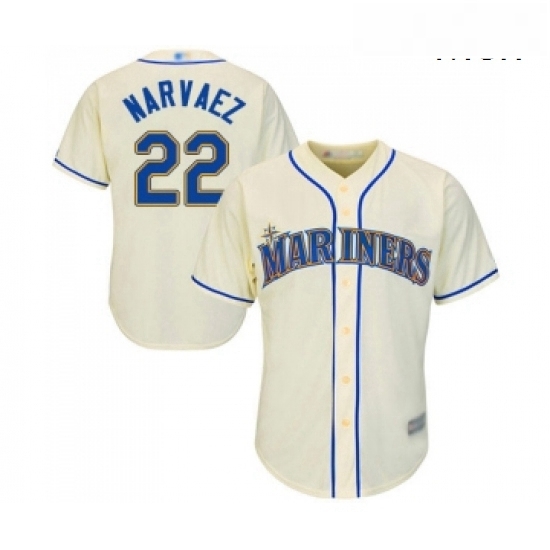Mens Seattle Mariners 22 Omar Narvaez Replica Cream Alternate Cool Base Baseball Jersey Mens Seattle Mariners 22 Omar Narvaez Replica Cream Alternate Cool Base Baseball Jersey