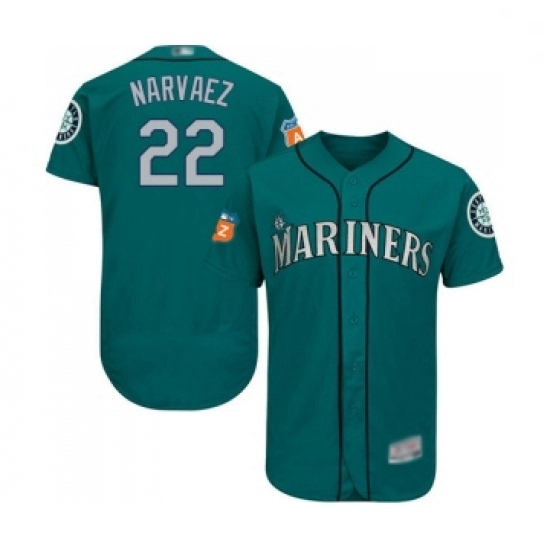 Mens Seattle Mariners 22 Omar Narvaez Teal Green Alternate Flex Base Authentic Collection Baseball Jersey Mens Seattle Mariners 22 Omar Narvaez Teal Green Alternate Flex Base Authentic Collection Baseball Jersey
