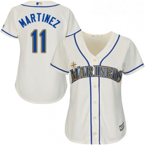 Womens Majestic Seattle Mariners 11 Edgar Martinez Replica Cream Alternate Cool Base MLB Jersey Womens Majestic Seattle Mariners 11 Edgar Martinez Replica Cream Alternate Cool Base MLB Jersey
