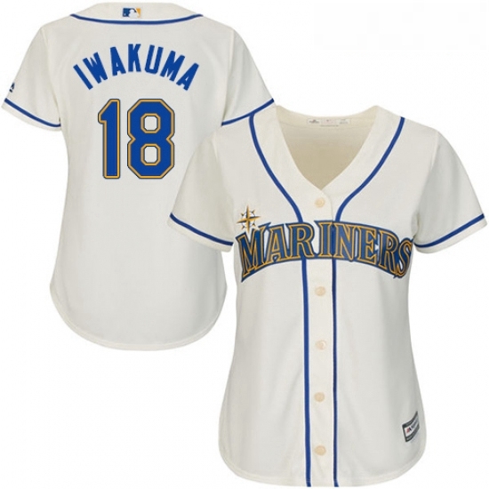 Womens Majestic Seattle Mariners 18 Hisashi Iwakuma Authentic Cream Alternate Cool Base MLB Jersey Womens Majestic Seattle Mariners 18 Hisashi Iwakuma Authentic Cream Alternate Cool Base MLB Jersey