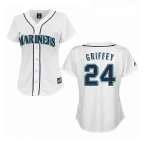 Womens Majestic Seattle Mariners 24 Ken Griffey Replica White MLB Jersey Womens Majestic Seattle Mariners 24 Ken Griffey Replica White MLB Jersey