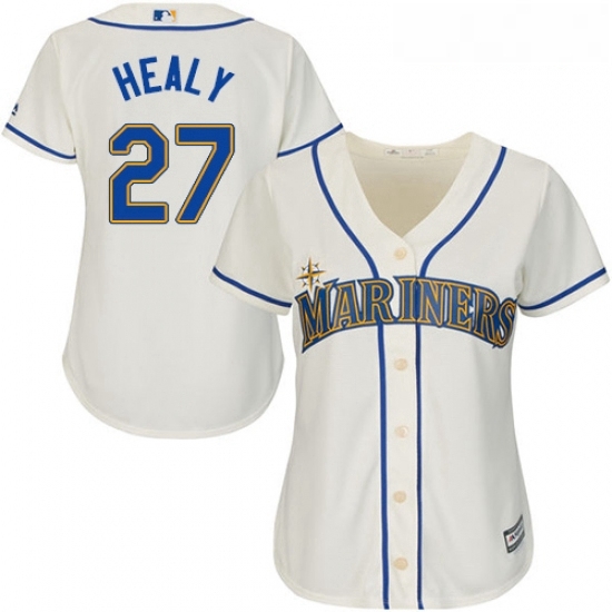Womens Majestic Seattle Mariners 27 Ryon Healy Replica Cream Alternate Cool Base MLB Jersey Womens Majestic Seattle Mariners 27 Ryon Healy Replica Cream Alternate Cool Base MLB Jersey