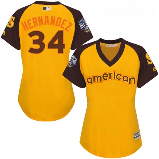 Womens Majestic Seattle Mariners 34 Felix Hernandez Authentic Yellow 2016 All Star American League BP Cool Base MLB Jersey Womens Majestic Seattle Mariners 34 Felix Hernandez Authentic Yellow 2016 All Star American League BP Cool Base MLB Jersey