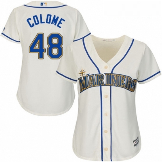 Womens Majestic Seattle Mariners 48 Alex Colome Authentic Cream Alternate Cool Base MLB Jersey Womens Majestic Seattle Mariners 48 Alex Colome Authentic Cream Alternate Cool Base MLB Jersey