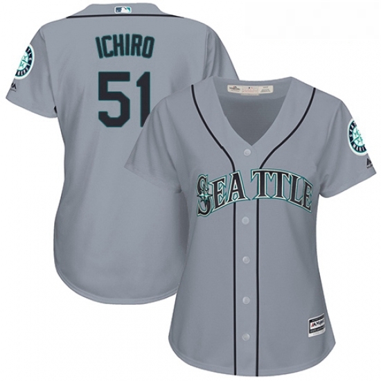 Womens Majestic Seattle Mariners 51 Ichiro Suzuki Authentic Grey Road Cool Base MLB Jersey Womens Majestic Seattle Mariners 51 Ichiro Suzuki Authentic Grey Road Cool Base MLB Jersey