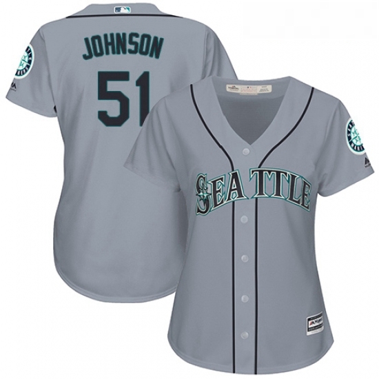 Womens Majestic Seattle Mariners 51 Randy Johnson Replica Grey Road Cool Base MLB Jersey Womens Majestic Seattle Mariners 51 Randy Johnson Replica Grey Road Cool Base MLB Jersey
