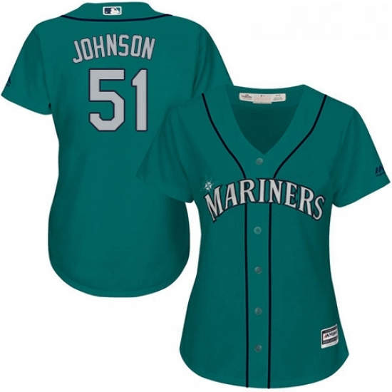 Womens Majestic Seattle Mariners 51 Randy Johnson Replica Teal Green Alternate Cool Base MLB Jersey Womens Majestic Seattle Mariners 51 Randy Johnson Replica Teal Green Alternate Cool Base MLB Jersey
