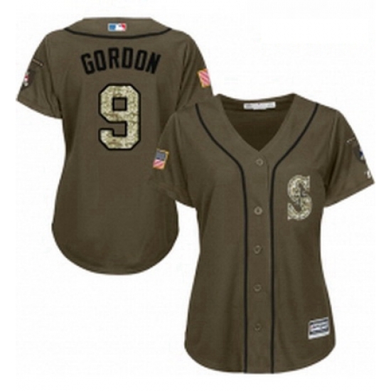 Womens Majestic Seattle Mariners 9 Dee Gordon Replica Green Salute to Service MLB Jersey Womens Majestic Seattle Mariners 9 Dee Gordon Replica Green Salute to Service MLB Jersey