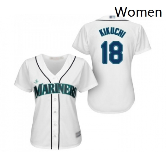Womens Seattle Mariners 18 Yusei Kikuchi Replica White Home Cool Base Baseball Jersey Womens Seattle Mariners 18 Yusei Kikuchi Replica White Home Cool Base Baseball Jersey