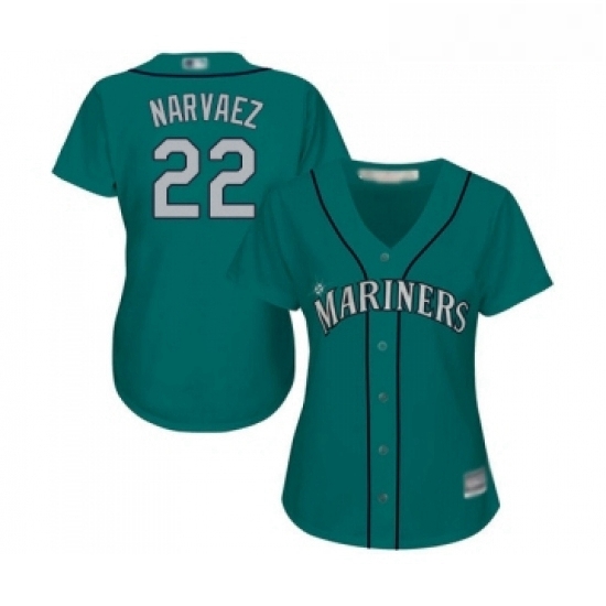 Womens Seattle Mariners 22 Omar Narvaez Replica Teal Green Alternate Cool Base Baseball Jersey Womens Seattle Mariners 22 Omar Narvaez Replica Teal Green Alternate Cool Base Baseball Jersey