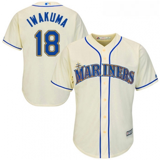 Youth Majestic Seattle Mariners 18 Hisashi Iwakuma Replica Cream Alternate Cool Base MLB Jersey Youth Majestic Seattle Mariners 18 Hisashi Iwakuma Replica Cream Alternate Cool Base MLB Jersey
