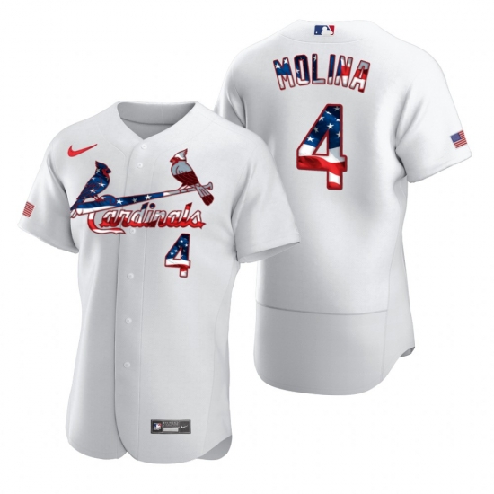 Men St Louis St.Louis Cardinals 4 Yadier Molina Men Nike White Fluttering USA Flag Limited Edition Flex Base MLB Jersey Men St Louis St.Louis Cardinals 4 Yadier Molina Men Nike White Fluttering USA Flag Limited Edition Flex Base MLB Jersey