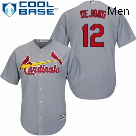 Mens Majestic St Louis Cardinals 12 Paul DeJong Replica Grey Road Cool Base MLB Jersey Mens Majestic St Louis Cardinals 12 Paul DeJong Replica Grey Road Cool Base MLB Jersey