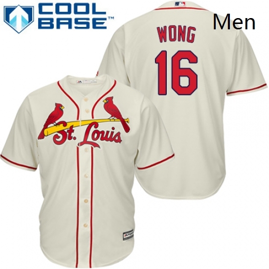 Mens Majestic St Louis Cardinals 16 Kolten Wong Replica Cream Alternate Cool Base MLB Jersey Mens Majestic St Louis Cardinals 16 Kolten Wong Replica Cream Alternate Cool Base MLB Jersey