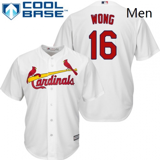 Mens Majestic St Louis Cardinals 16 Kolten Wong Replica White Home Cool Base MLB Jersey Mens Majestic St Louis Cardinals 16 Kolten Wong Replica White Home Cool Base MLB Jersey