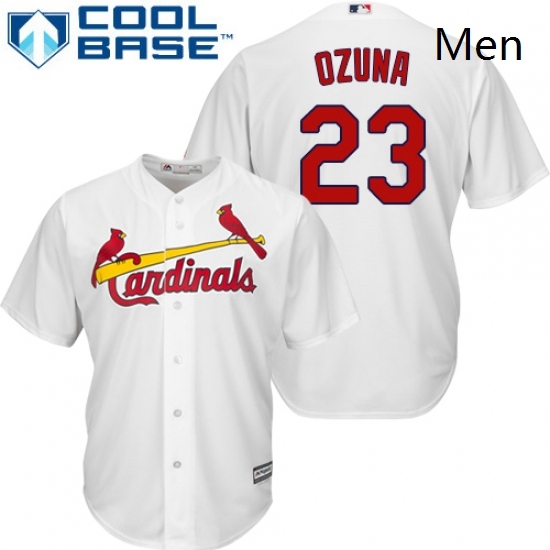 Mens Majestic St Louis Cardinals 23 Marcell Ozuna Replica White Home Cool Base MLB Jersey Mens Majestic St Louis Cardinals 23 Marcell Ozuna Replica White Home Cool Base MLB Jersey