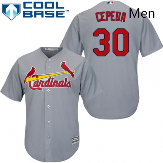 Mens Majestic St Louis Cardinals 30 Orlando Cepeda Replica Grey Road Cool Base MLB Jersey Mens Majestic St Louis Cardinals 30 Orlando Cepeda Replica Grey Road Cool Base MLB Jersey