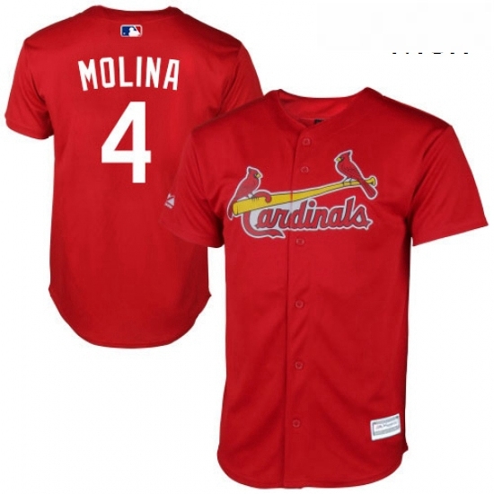 Mens Majestic St Louis Cardinals 4 Yadier Molina Replica Red New Cool Base MLB Jersey Mens Majestic St Louis Cardinals 4 Yadier Molina Replica Red New Cool Base MLB Jersey