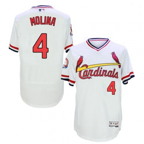 Mens Majestic St Louis Cardinals 4 Yadier Molina White Flexbase Authentic Collection Cooperstown MLB Jersey Mens Majestic St Louis Cardinals 4 Yadier Molina White Flexbase Authentic Collection Cooperstown MLB Jersey