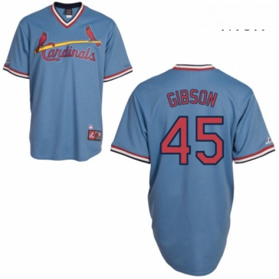 Mens Majestic St Louis Cardinals 45 Bob Gibson Authentic Blue Cooperstown Throwback MLB Jersey Mens Majestic St Louis Cardinals 45 Bob Gibson Authentic Blue Cooperstown Throwback MLB Jersey