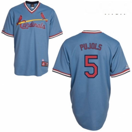 Mens Majestic St Louis Cardinals 5 Albert Pujols Replica Blue Cooperstown Throwback MLB Jersey Mens Majestic St Louis Cardinals 5 Albert Pujols Replica Blue Cooperstown Throwback MLB Jersey
